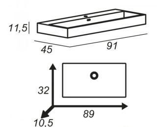 Раковина из искусственного мрамора Cezares 91x11 Bianco Space 50263